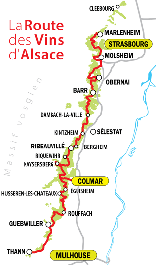 plan de la route des vins